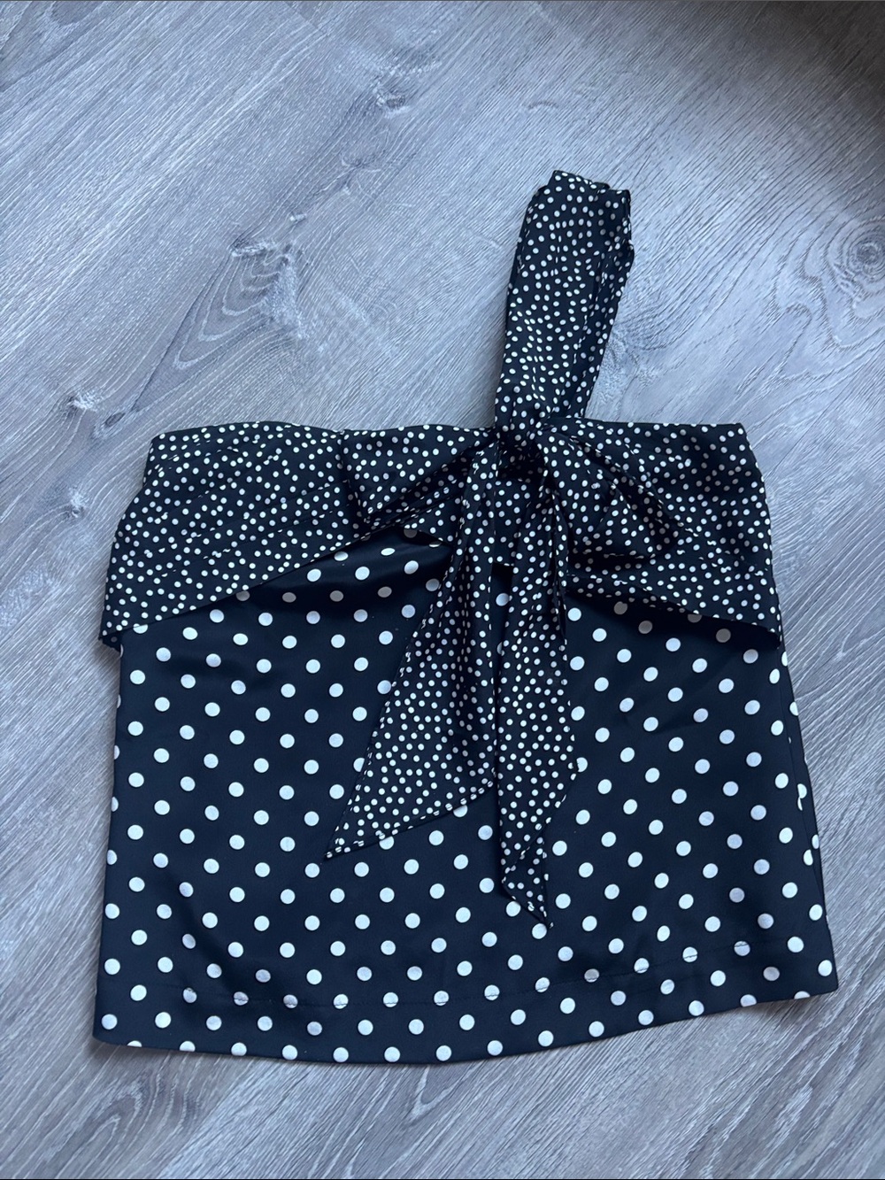 J. Crew Black and White Polka Dot One-Shoulder silk top - Picture 5 of 6